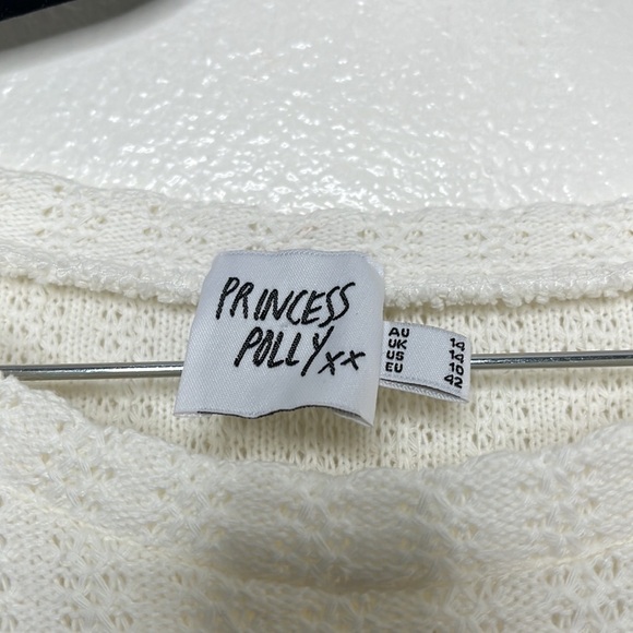 Princess Polly White Knit Boxy Short Sleeve Sweater Oversized Women's Size 10 - Picture 2 of 4